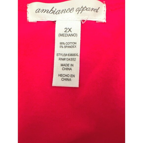 Ambiance Apparel Red Sleeveless Ruched Tank Top Tunic 2X Cotton Spandex Blend - Picture 5 of 8